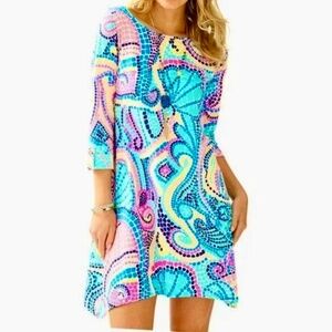 NEW Lilly Pulitzer Edna pink blue sea dress S